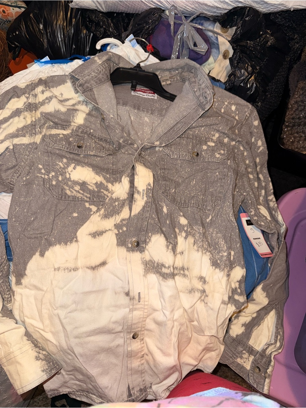 Women's Grey & Cream Tie-Dye Button-Up Shirt Jacket